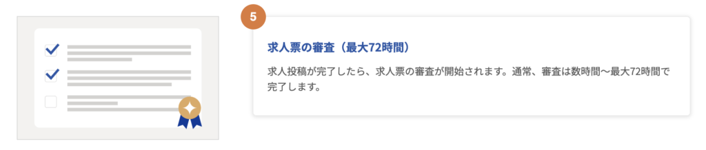 求人票の審査は最大72時間